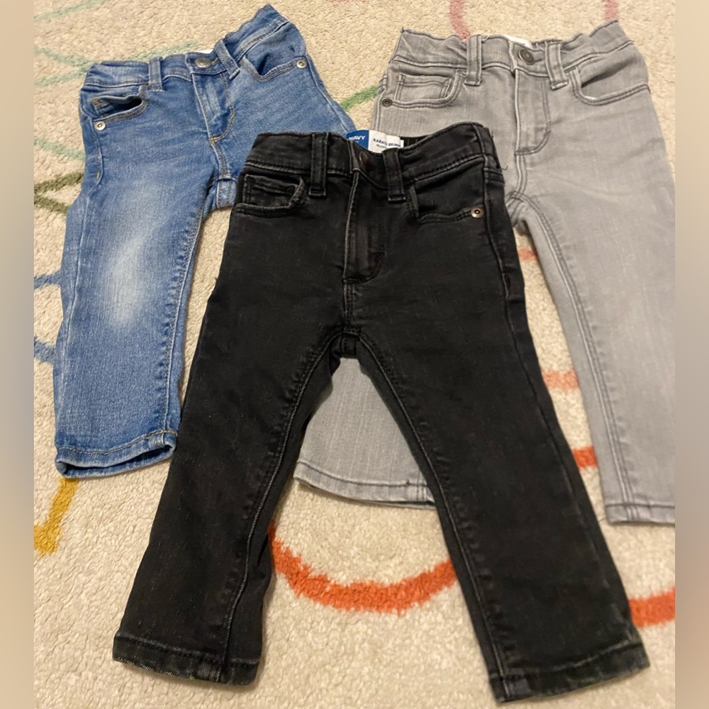 Old Navy 12-18 months SKINNY blue, gray & black wash denim jeans.